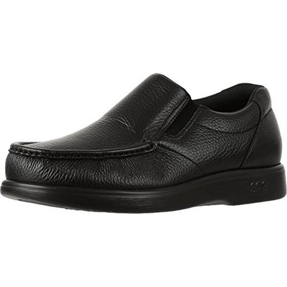 SAS Men 12 Black Leather Side Gore Slip On Tripad Moc Loafer Shoe Comfort Travel - Picture 1 of 14